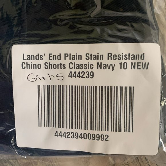 NWT LANDS' END GIRL'S PLAIN FRONT STAIN RESISTANT CHINO SHORTS CLASSIC NAVY - Picture 10 of 14